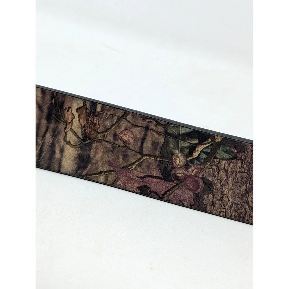Camouflage Genuine Leather Double Prong Belt Forest Oak Camo 1402 Mens Size M